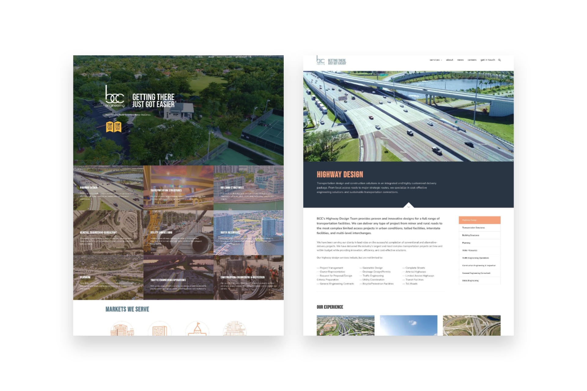 Homepage and Service Page Layouts
